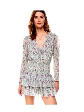 Wilfred floral dress XS Poem Tiered Mini Dress Boho Cottage Soft Girl aritzia